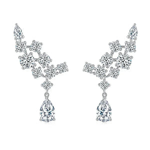 Women's S925 Moissanite Clustered Flared Pear Cut Diamond Earrings - Different Drips