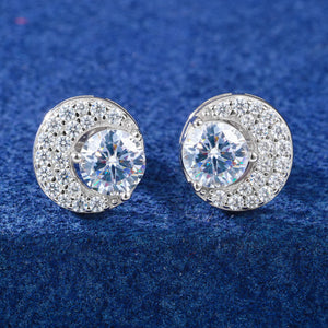 Crescent Pavé Halo Moissanite Stud Earrings - Different Drips