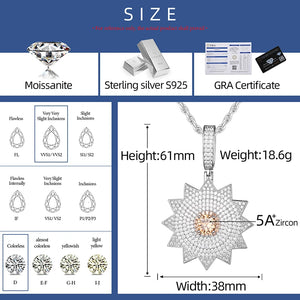 S925 Moissanite Diamond Sunburst Pendant - Different Drips