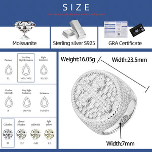 S925 Baguette Moissanite Diamond Cross Signet Ring - Different Drips