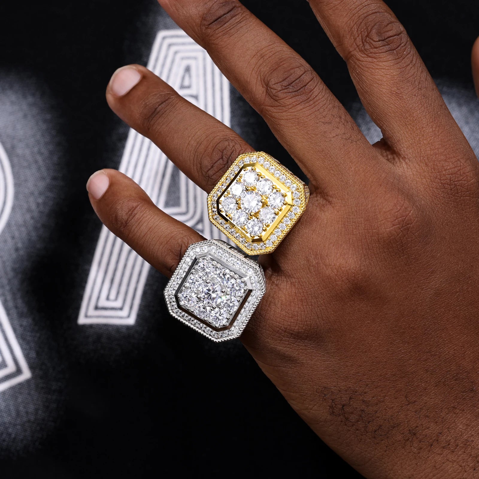 S925 Moissanite Diamond Signet Ring - Different Drips