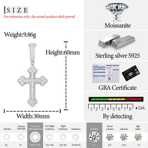 S925 Moissanite Round-Tipped Cross Pendant - Different Drips