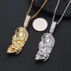 S925 Moissanite Jesus Holding Cross Pendant - Different Drips