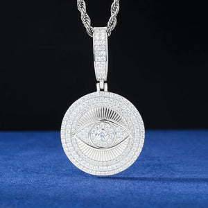 S925 Moissanite Evil Eye Medallion Pendant - Different Drips