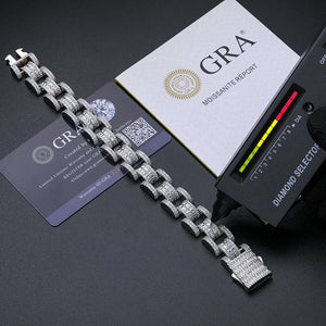 S925 Moissanite Diamond Baguette Watch Link Bracelet - Different Drips