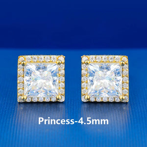 S925 Moissanite Princess Cut Square Stud Earrings - Different Drips