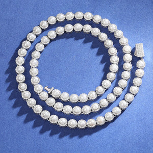 6mm S925 Moissanite Pearl Round Tennis Chain - Different Drips