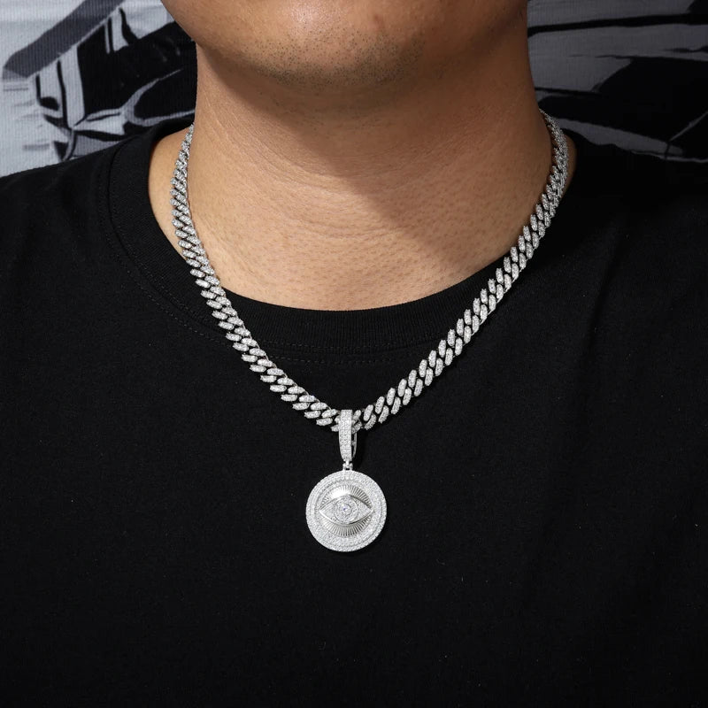 S925 Moissanite Evil Eye Medallion Pendant - Different Drips