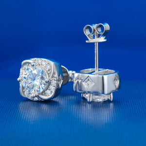 S925 Moissanite Diamond Cushion Halo Stud Earrings - Different Drips