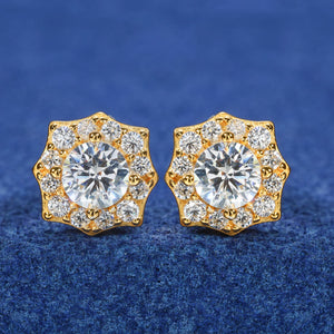 S925 Iced Flower-Shaped Moissanite Stud Earrings - Different Drips