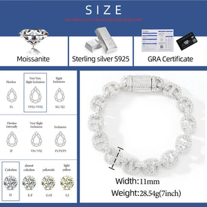 S925 Moissanite Iced Mariner-Link Bracelet - Different Drips