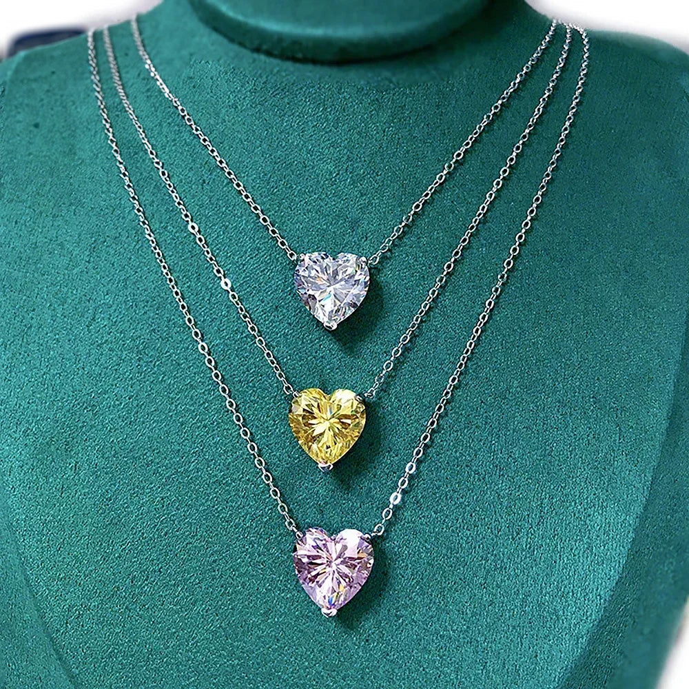 Women's S925 Heart Cut Moissanite Diamond Pendant - Different Drips