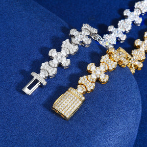 Moissanite Budded Cross Link Tennis Bracelet - Different Drips