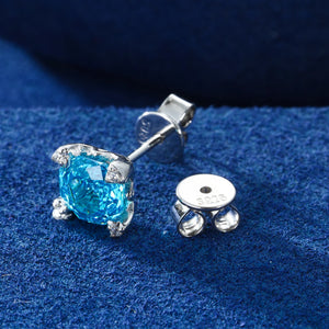 Moissanite Ice-Blue Round Stud Earrings - Different Drips