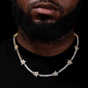 S925 Moissanite Diamond Star Stationed Tennis Chain - Different Drips