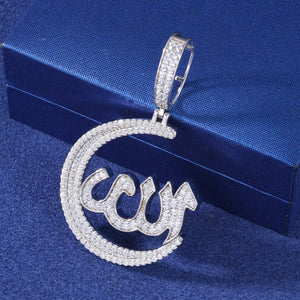 S925 Moissanite Crescent Allah Pendant - Different Drips