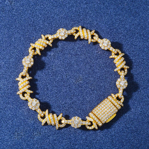 S925 Iced Barbed Wire Moissanite Bracelet - Different Drips