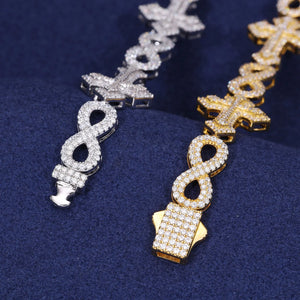 S925 Moissanite Diamond Royal Cross Link Infinity Bracelet - Different Drips