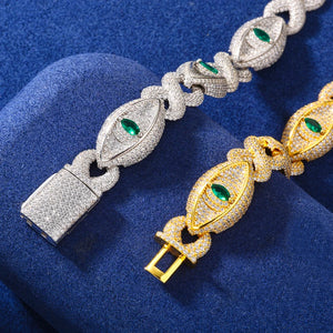 S925 Moissanite Evil Eye Cuban Link Bracelet - Different Drips