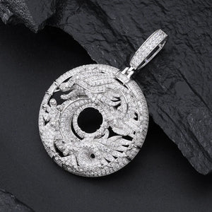 S925 Moissanite Dragon & Phoenix Medallion - Different Drips