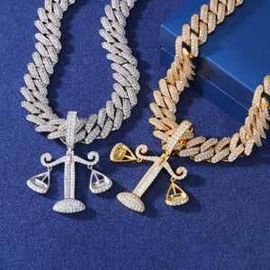 S925 Moissanite Baguette Diamond Justice Scale Pendant - Different Drips