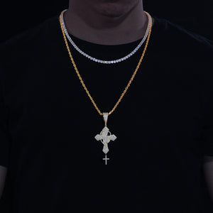 S925 Moissanite Praying Cross Pendant - Different Drips