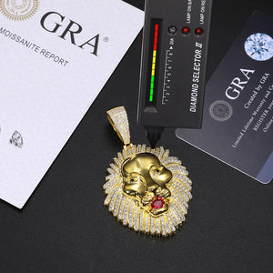 S925 Moissanite Gold Lion Pendant - Different Drips
