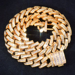 10mm Baguette Prong Cuban Link Chain - Different Drips