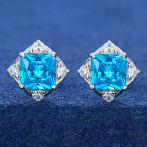 Moissanite Princess-Cut Ice Blue Stud Earring - Different Drips