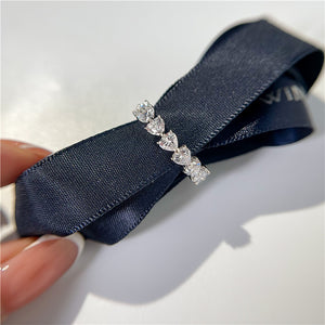 Women's S925 Moissanite Heart Link Ring - Different Drips