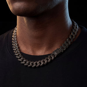 Black Iced Out Prong Cuban Link Chain - Different Drips