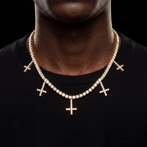 Iced Multi-Cross Tennis Chain - Different Drips