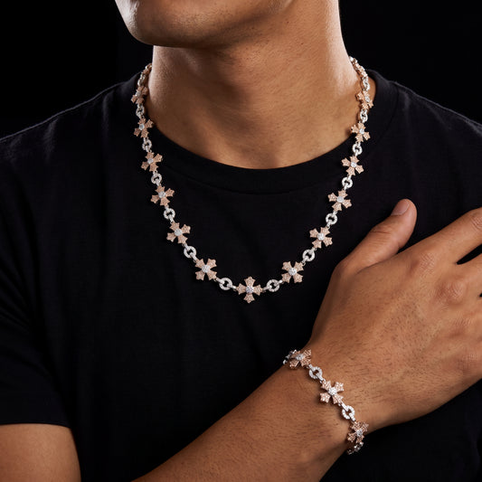 12mm S925 Moissanite Flared Cross Link Chain - Different Drips