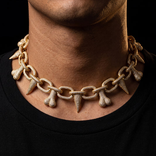 Iced Out Bone & Rivet Chain