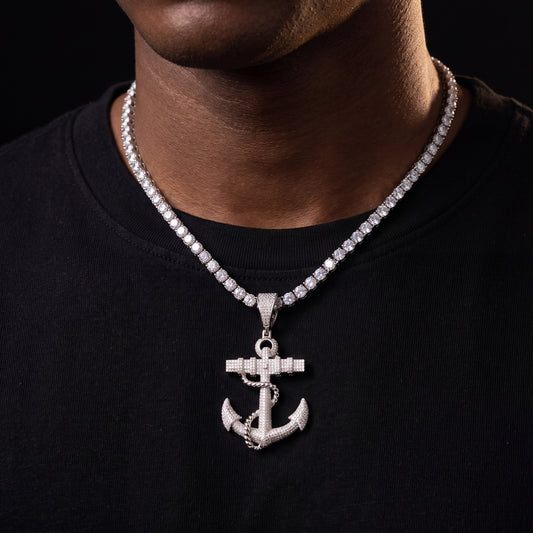 S925 Moissanite Anchor Pendant