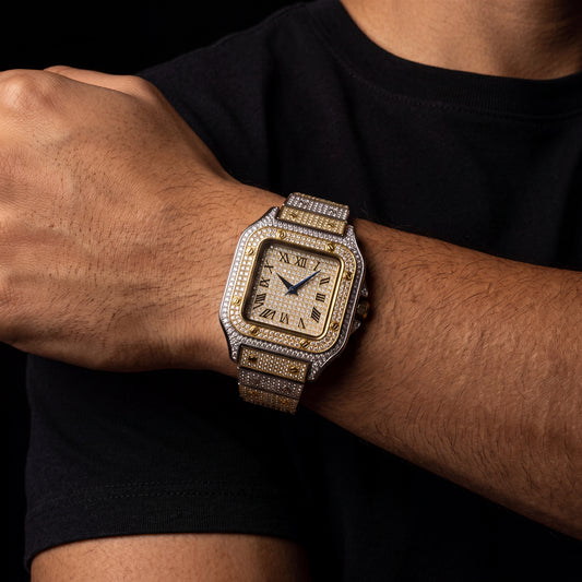Iced Square Roman Numeral Watch - Different Drips