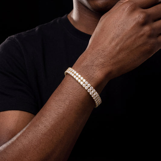 3-4mm Double Row Round-Cut Tennis Bracelet