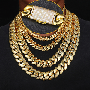8-22mm Solid 18k Miami Cuban Link Chain w/Iced Clasp - Different Drips