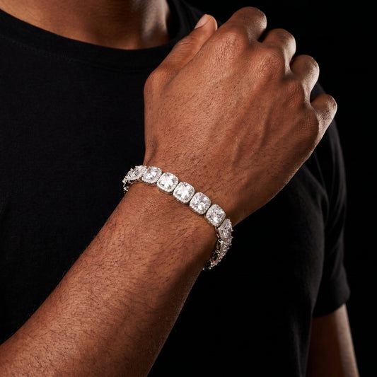 11mm Glacier Clustered Tennis Bracelet White Gold - Different Drips