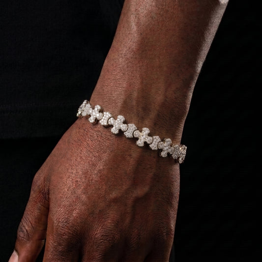 Moissanite Budded Cross Link Tennis Bracelet - Different Drips