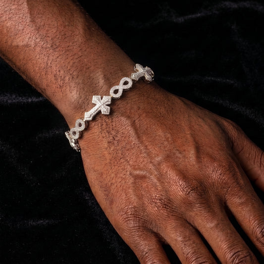 S925 Moissanite Diamond Royal Cross Link Infinity Bracelet - Different Drips