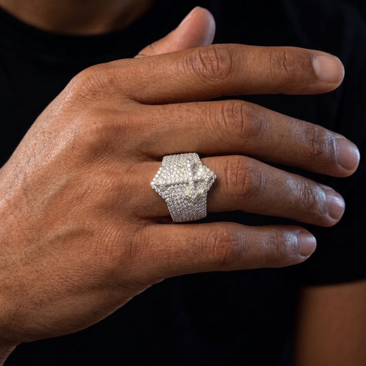 S925 Moissanite Cross Signet Ring - Different Drips