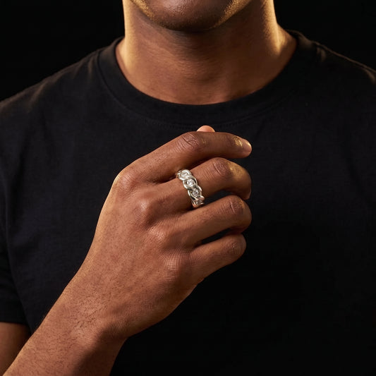 Cuban Link Moissanite Eternity Band Ring - Different Drips