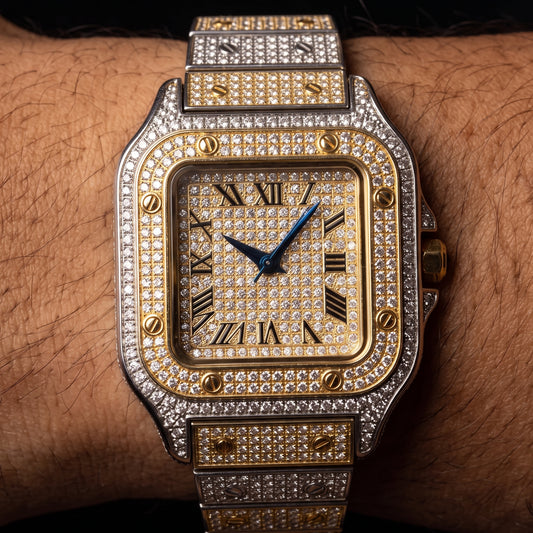 Iced Square Roman Numeral Watch