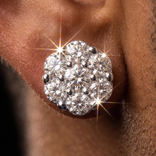 S925 Moissanite Clustered Round Cut Earrings - Different Drips