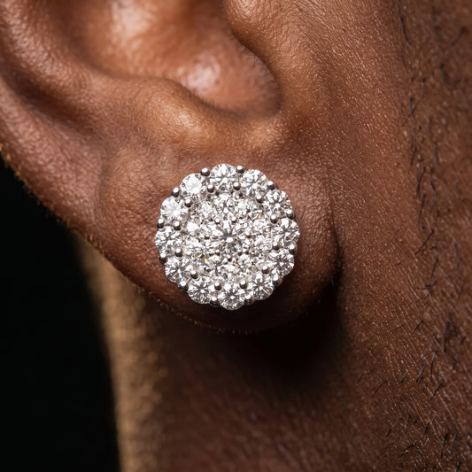 S925 Moissanite Outlined Clustered Earrings
