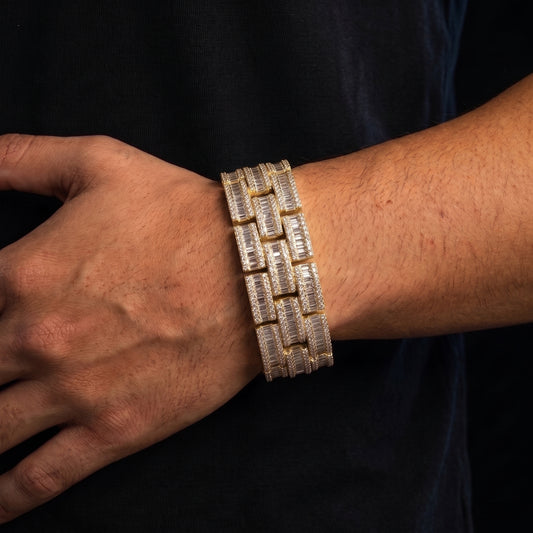 Iced Out Wide Baguette Multi Row Bracelet - Different Drips