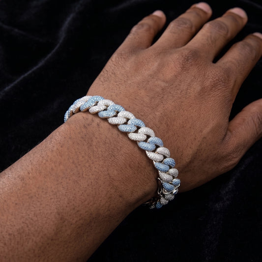 14mm White & Blue Miami Cuban Link Chain - Different Drips