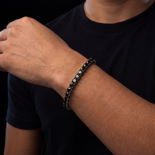 5mm Black Round Cut Tennis Bracelet - Different Drips