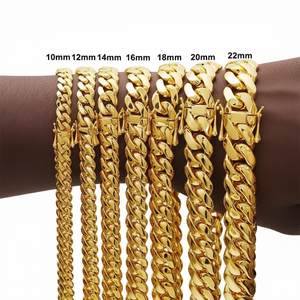 10-22mm Solid 18k Gold Plated Miami Cuban Link Chain - Different Drips